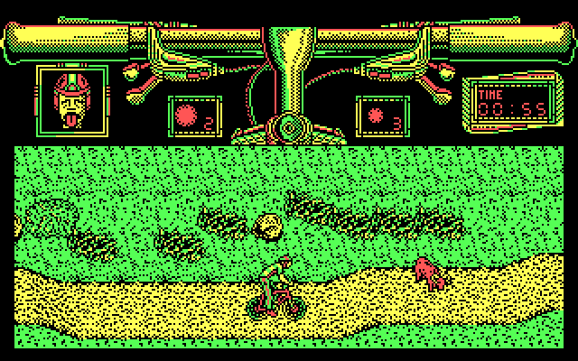 Mountain Bike Racer IBM PC/Compatibles Screenshot: Don't crash into animals and other obstacles in the road!