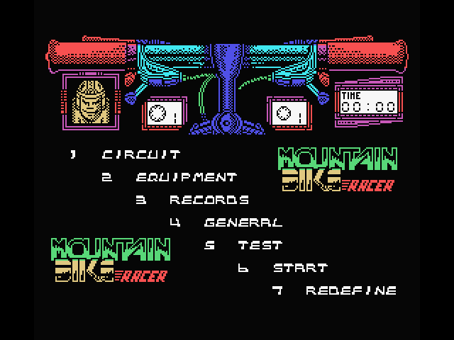 Mountain Bike Racer MSX Screenshot: Main menu.