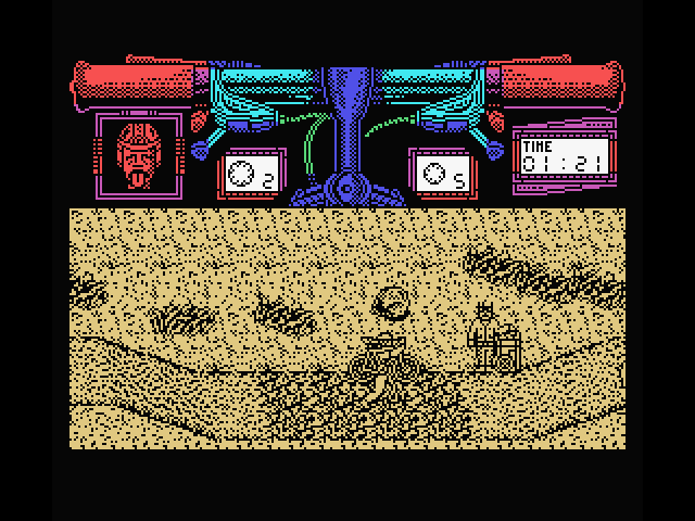 Mountain Bike Racer MSX Screenshot: Carrying my bike across this rough terrain.