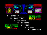 Mountain Bike Racer for ZX Spectrum - The main menu.