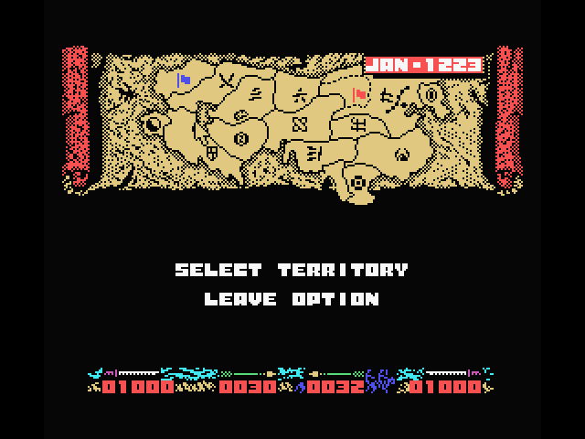 Genghis Khan MSX Screenshot: Select a territory for your next move...