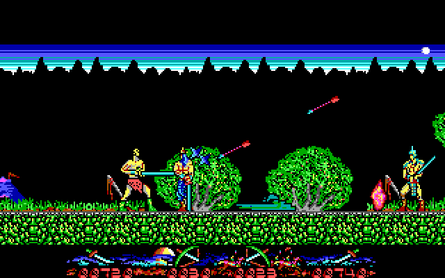 Genghis Khan IBM PC/Compatibles Screenshot: Arrows from above! Avoid them if you can...