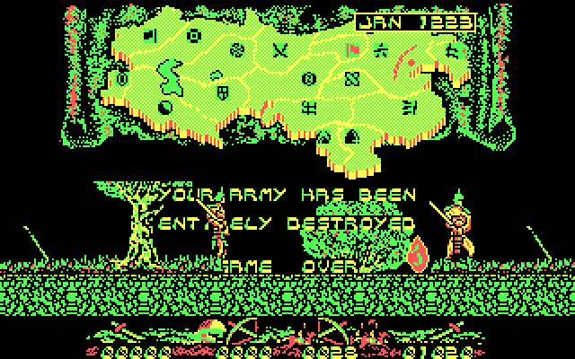 Genghis Khan IBM PC/Compatibles Screenshot: Game over.