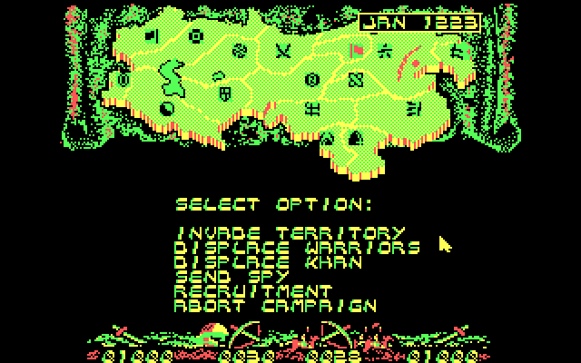 Genghis Khan IBM PC/Compatibles Screenshot: The game begins, select an option.