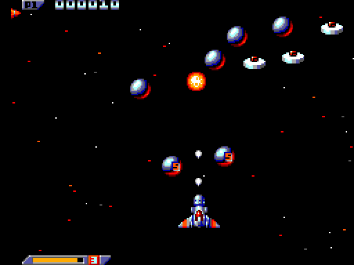 Xenon 2: Megablast Sega Master System Screenshot: Incoming! Shoot quick...
