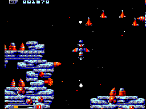 Xenon 2: Megablast Sega Master System Screenshot: Another wave of enemies appears...