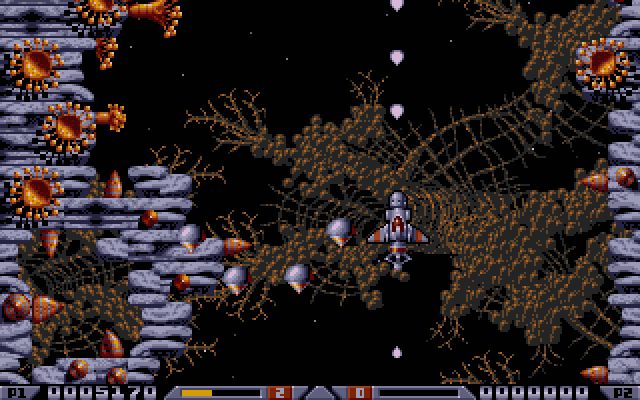 Xenon 2: Megablast Sharp X68000 Screenshot: Watch out to your left!
