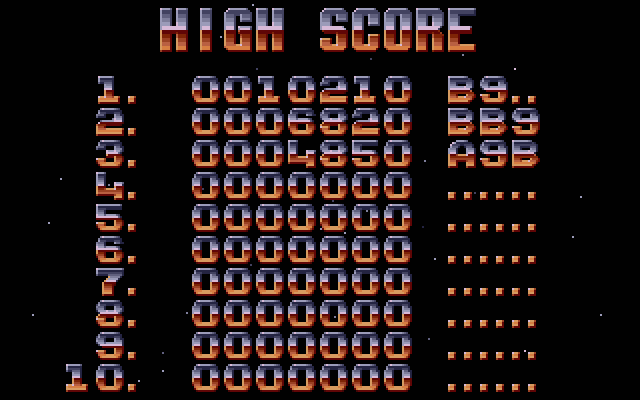 Xenon 2: Megablast Sharp X68000 Screenshot: A new high score!
