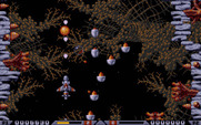 Xenon 2: Megablast for Sharp X68000 - Blasting myself a path through this enemy formation.
