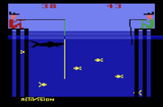 Fishing Derby for Atari 2600 - Try to catch the deeper fish, they're worth more points.