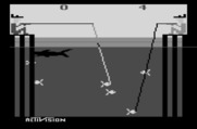 Fishing Derby for Atari 2600 - Caught a fish! Now reel it in without the shark eating it.