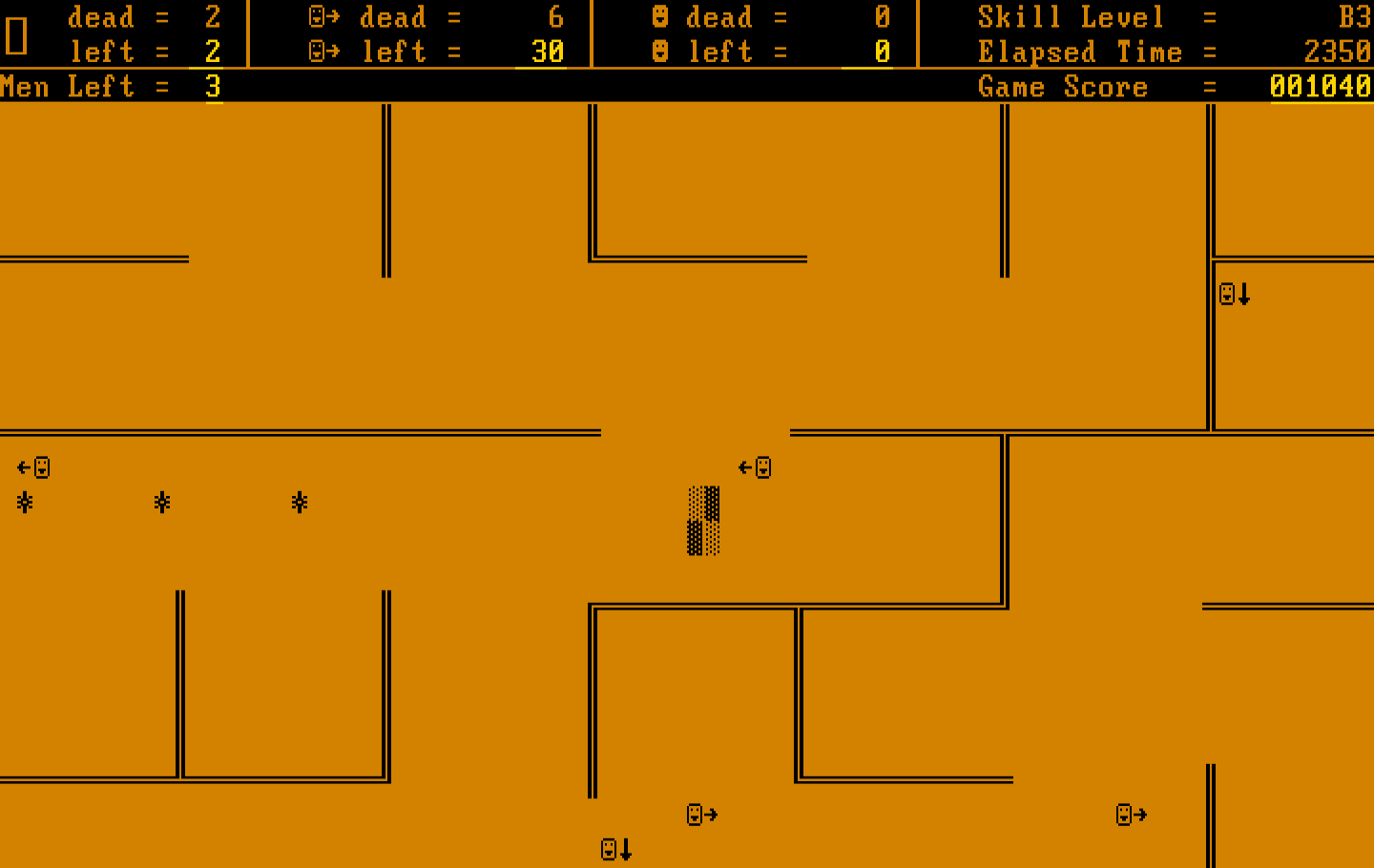 Snipes IBM PC/Compatibles Screenshot: I've been hit! The screen flashes...