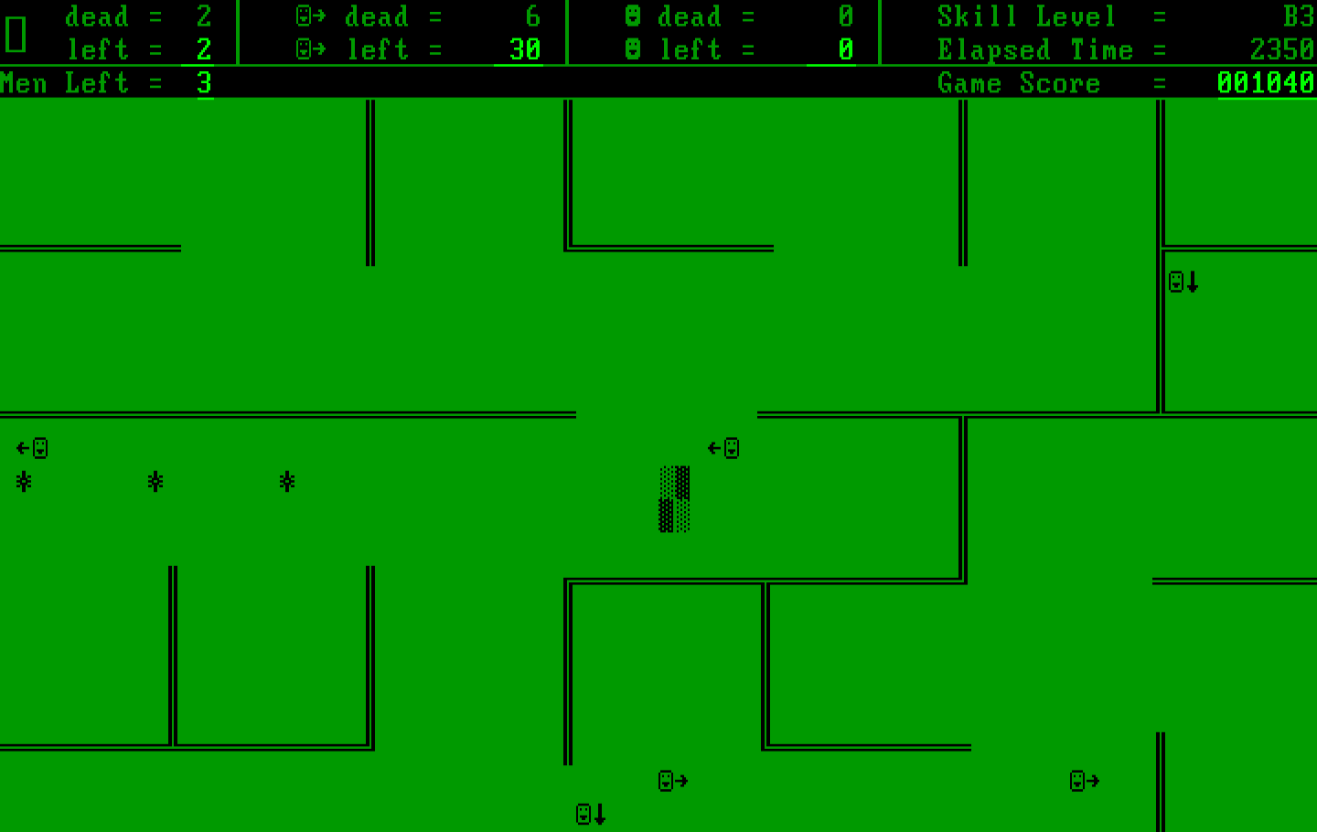 Snipes IBM PC/Compatibles Screenshot: I've been hit! The screen flashes...