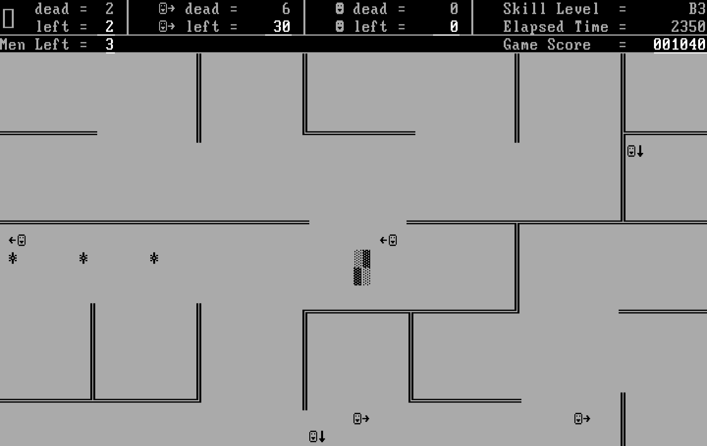 Snipes IBM PC/Compatibles Screenshot: I've been hit! The screen flashes...