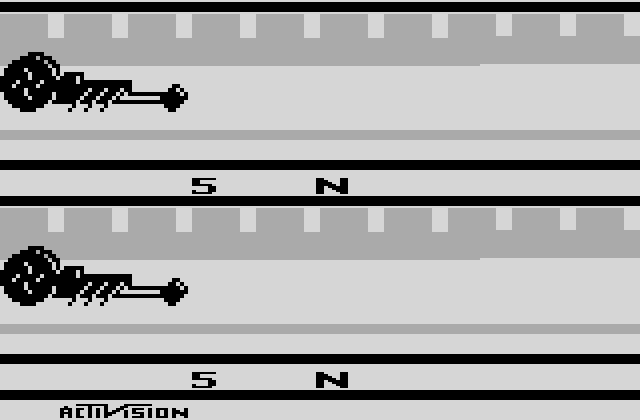 Dragster Atari 2600 Screenshot: Counting down to the race start...