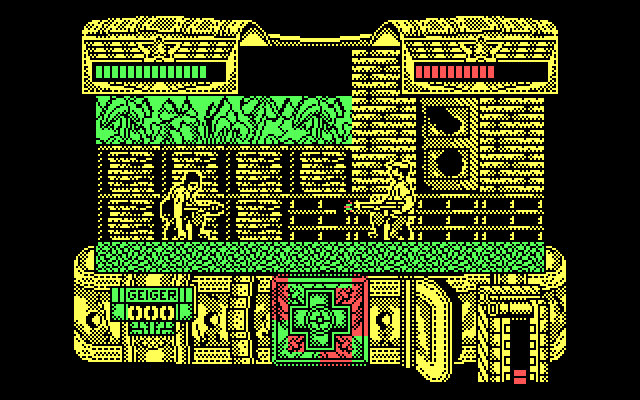 Mambo IBM PC/Compatibles Screenshot: I'm stuck on one of the mines, and here comes an enemy!