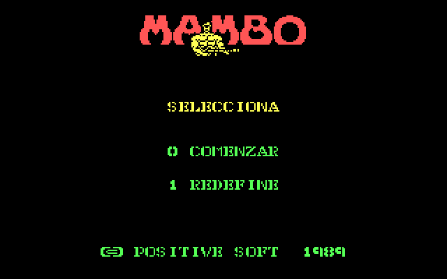 Mambo IBM PC/Compatibles Screenshot: The main menu.