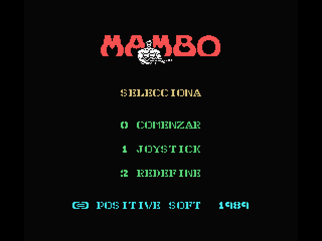Mambo MSX Screenshot: The main menu.