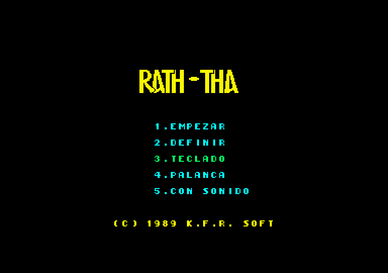 Rath-Tha Amstrad CPC Screenshot: The main menu.