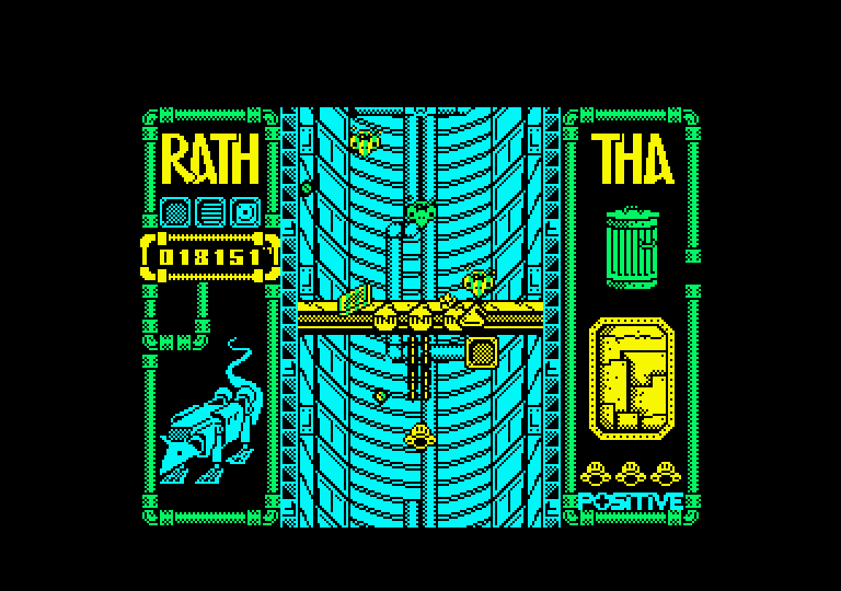 Rath-Tha Amstrad CPC Screenshot: Another challenge to get past, shoot fast!