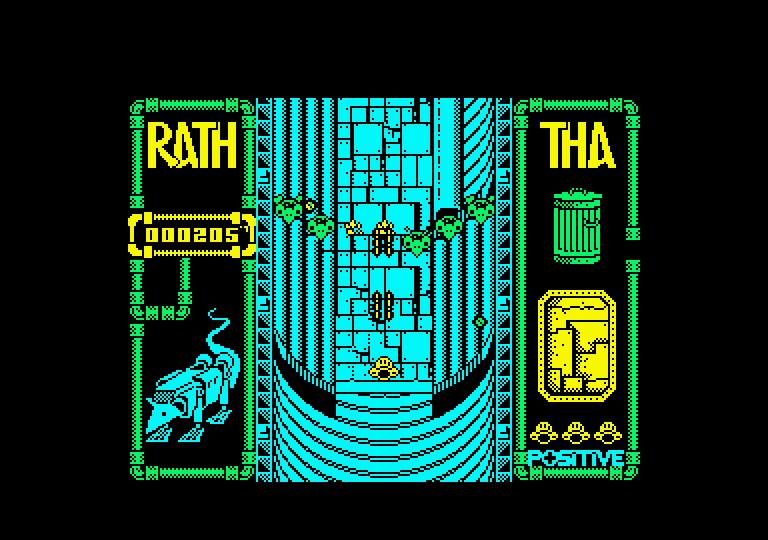 Rath-Tha Amstrad CPC Screenshot: Here comes the first wave of opponents...