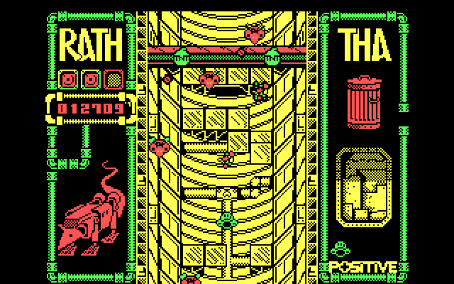 Rath-Tha IBM PC/Compatibles Screenshot: Shoot the TNT to destroy the barrier.