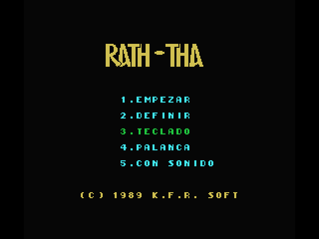 Rath-Tha MSX Screenshot: Main menu.