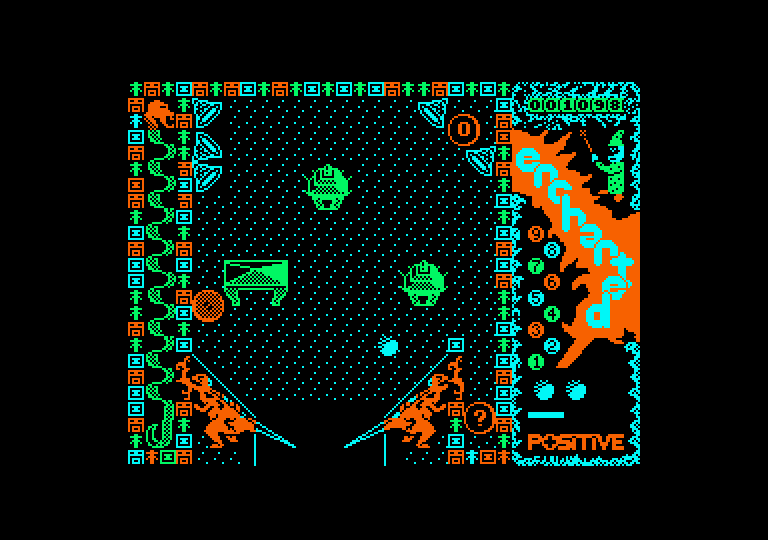 Enchanted Amstrad CPC Screenshot: Hitting the "0" target brings you back to the initial screen.