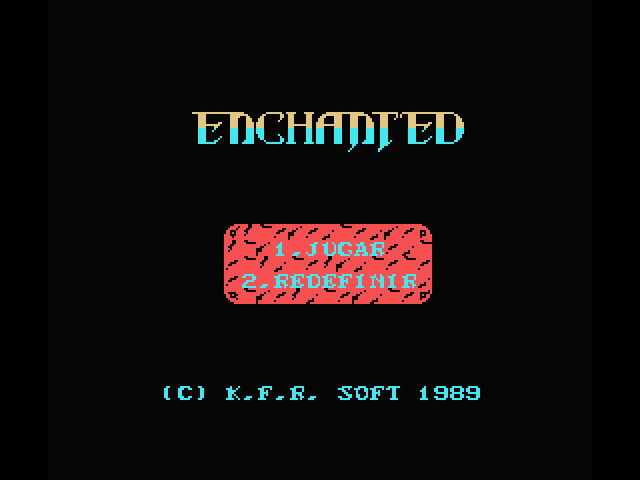 Enchanted MSX Screenshot: Main menu.