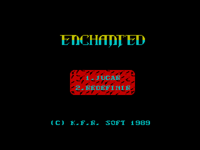 Enchanted ZX Spectrum Screenshot: Main menu.
