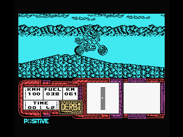 African Trail Simulator MSX Screenshot: At the top of a hill...