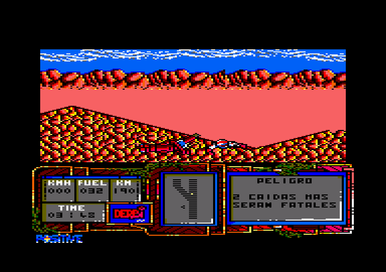 African Trail Simulator Amstrad CPC Screenshot: Yet another crash...