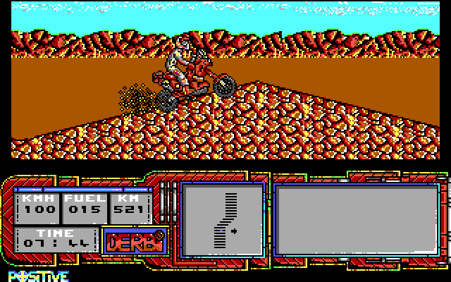 African Trail Simulator IBM PC/Compatibles Screenshot: Careful on these hills, don't fall!