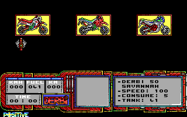African Trail Simulator IBM PC/Compatibles Screenshot: Select a bike.