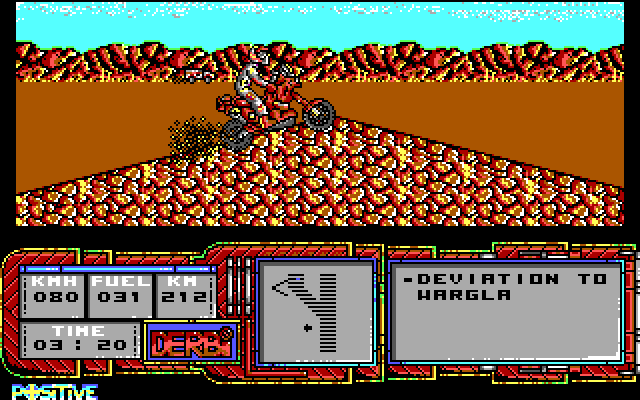 African Trail Simulator IBM PC/Compatibles Screenshot: At the top of a hill...