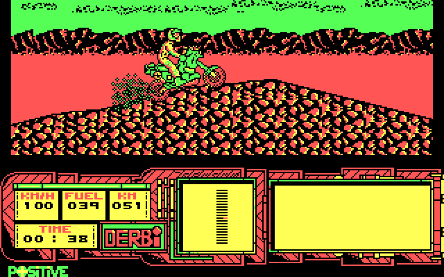 African Trail Simulator IBM PC/Compatibles Screenshot: Racing up a hill...