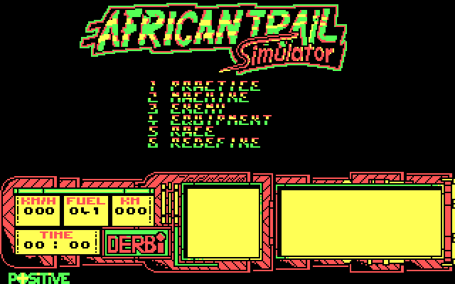 African Trail Simulator IBM PC/Compatibles Screenshot: The main menu.