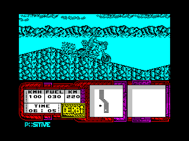 African Trail Simulator ZX Spectrum Screenshot: Next obstacle cleared!