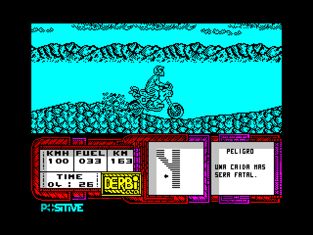 African Trail Simulator ZX Spectrum Screenshot: Some rough terrain here...