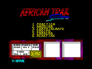 African Trail Simulator for ZX Spectrum - The main menu.