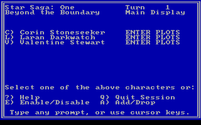 Star Saga: One - Beyond the Boundary IBM PC/Compatibles Screenshot: The game begins...