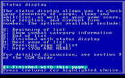 Star Saga: One - Beyond the Boundary for IBM PC/Compatibles - Status display help screen.
