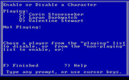 Star Saga: One - Beyond the Boundary for IBM PC/Compatibles - You can enable or disable a character.
