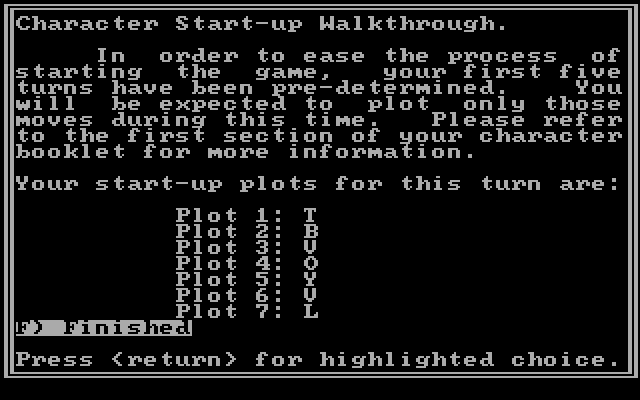 Star Saga: One - Beyond the Boundary IBM PC/Compatibles Screenshot: Character start-up walkthrough...