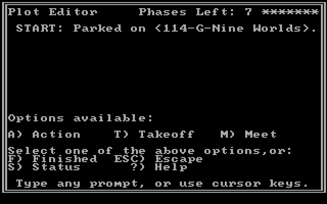 Star Saga: One - Beyond the Boundary IBM PC/Compatibles Screenshot: Enter an option...