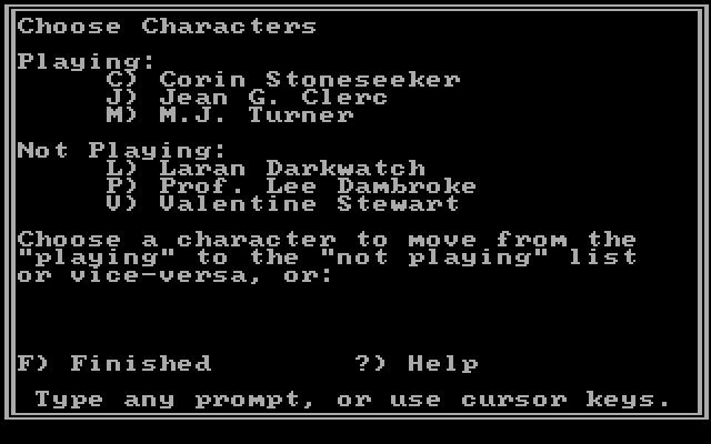 Star Saga: One - Beyond the Boundary IBM PC/Compatibles Screenshot: First, choose some characters...