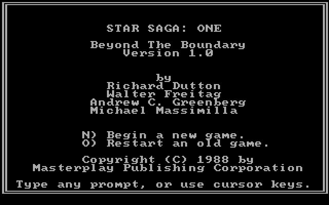 Star Saga: One - Beyond the Boundary IBM PC/Compatibles Screenshot: Title screen.
