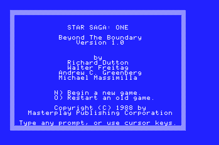 Star Saga: One - Beyond the Boundary Apple IIgs Screenshot: Title screen.