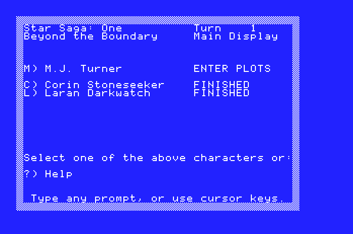 Star Saga: One - Beyond the Boundary Apple IIgs Screenshot: Two players finished their turn, one to go...