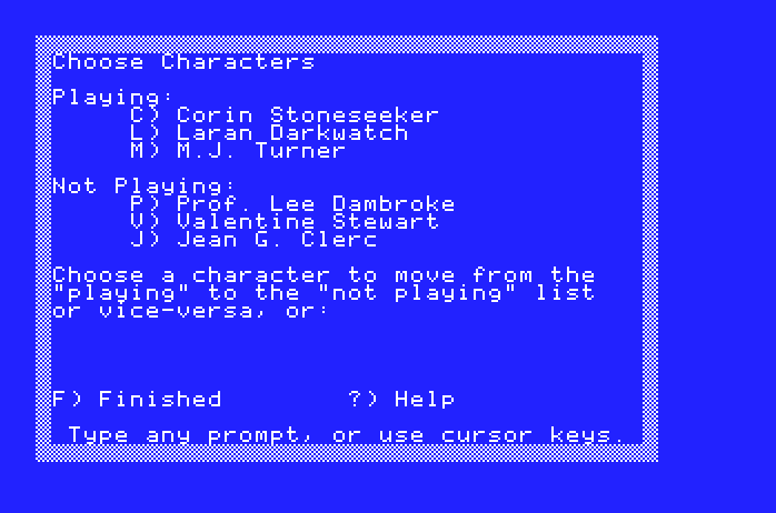 Star Saga: One - Beyond the Boundary Apple IIgs Screenshot: First, choose some characters...